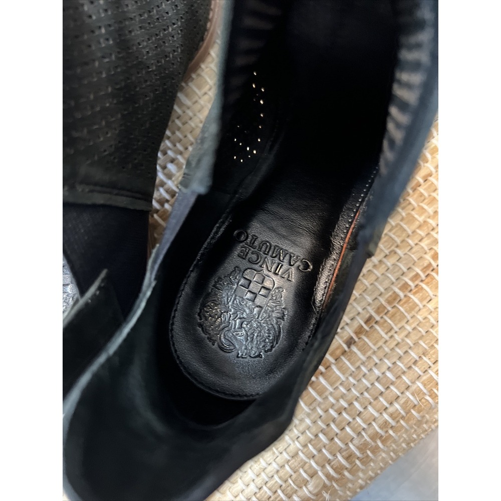 Vince Camuto Perforated Suede Ankle Booties Palmina Black 8.5 - Picture 11 of 12